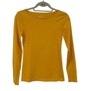 NWT J. Crew Factory Artist Tee Dark Mustard Yellow Long Sleeve T Shirt Womens XS